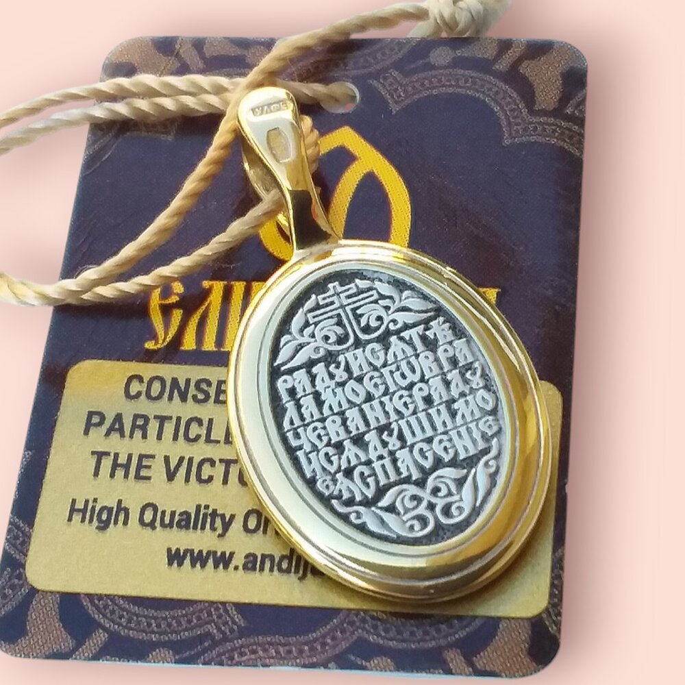 Orthodox Virgin Mary Pendant 925 Sterling Silver 24K Gold Plated Religious NEW - Picture 8 of 12